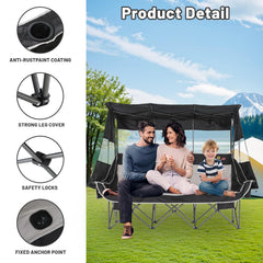 Nice C heated 3-person chair side view showing space for three.