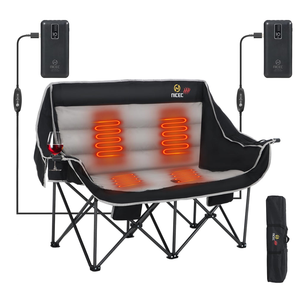 Nice C heated camping chair with battery provides warm outdoor seating.