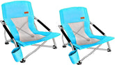 Nice C Low Beach Chair blue folded for easy transport