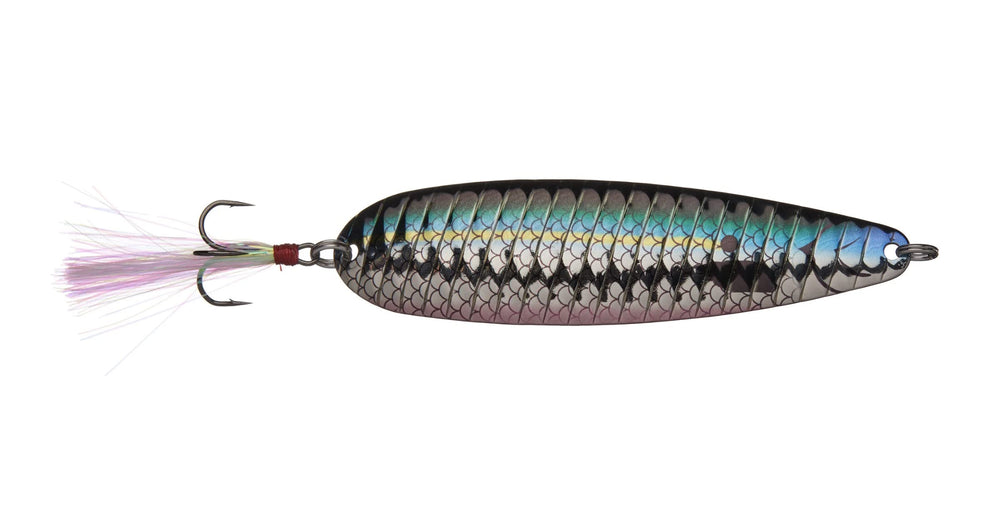 Nichols Lures FS21-118 Lake Fork Flutter Spoon Blueback HD enhances flutter action for longer casts