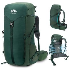 Night Cat 50L internal-frame hiking backpack green front view with ample capacity.