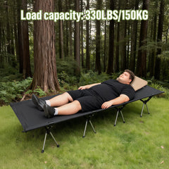 Night Cat cot bed shows 16 aluminum legs for sturdy support