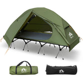 Night Cat camping cot tent combo setup on campsite for elevated comfort