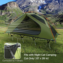 Night Cat cot tent two modes low and high for versatile terrain