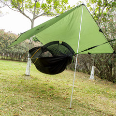 Night Cat telescopic tent poles extended to full height for versatile canopy configuration.