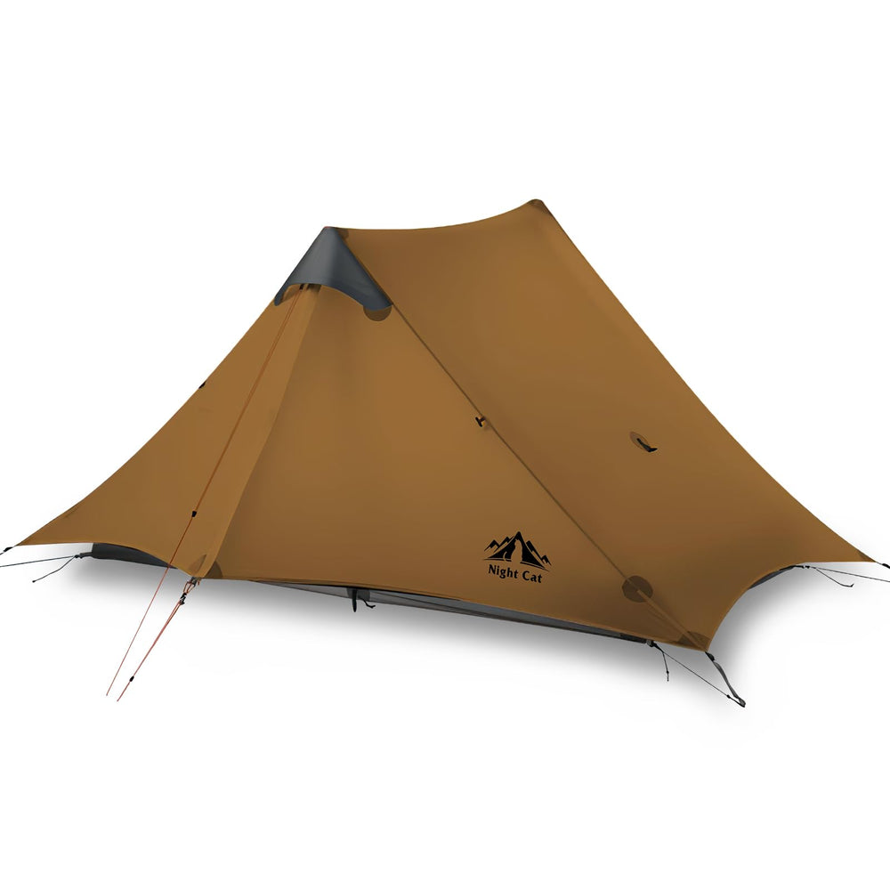 Night Cat ultralight tent 2 persons, folded compact for easy backpacking journeys.