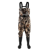 Night Cat waders waterproof fabric close-up shows sturdy two-ply nylon PVC coat.