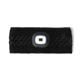 Night Scope Nova headwarmer in black with rechargeable LED light for hands-free illumination.