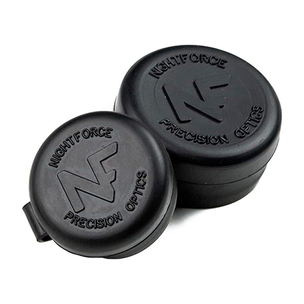 Nightforce rubber lens cap front cover on NXS 24mm scope protects lenses from dust