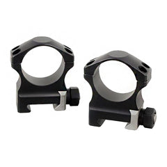 Nightforce Ultralite 34mm 4-screw ring set installed on scope for heavy recoil use.