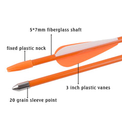 NIKA ARCHERY fiberglass arrows youth-pack ideal for beginner recurve and compound.
