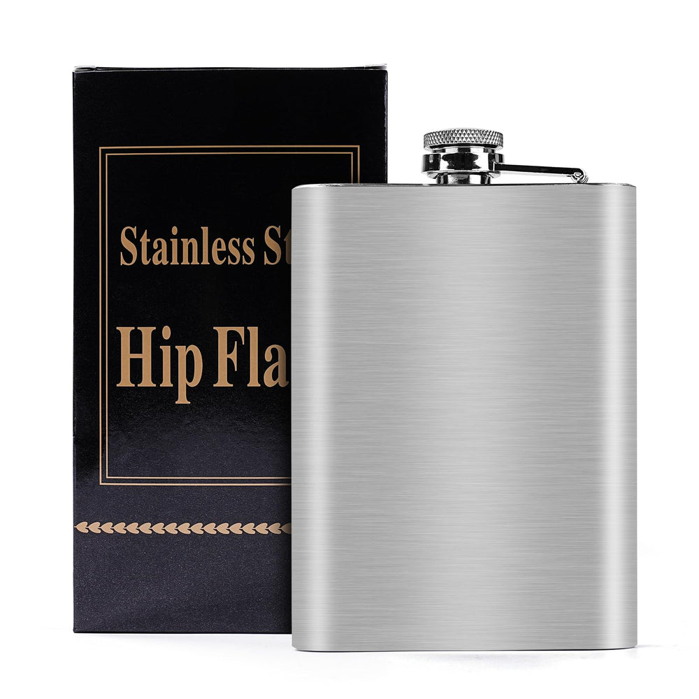 Nikou 8oz hip flask with leakproof lid prevents spills on adventures.