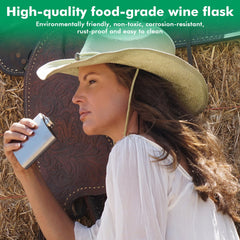 Nikou hip flask curved body fits comfortably in hand.