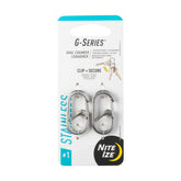Nite Ize G-Series dual-chamber carabiner with stainless steel body secures keys.