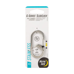 Nite Ize G-Series SlideLock #3 dual-chamber carabiner secures keys and gear.