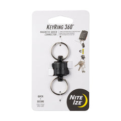 Nite Ize KeyRing 360 front view shows dual magnets for linking two key sets.