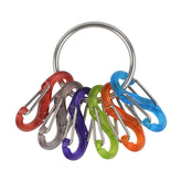 Nite Ize KRG-03-01 keyring with black stainless steel ring and six color S-Biners for quick access.
