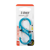 NITE IZE LSBA3-03-R6 dual carabiner blue front view with slide-to-lock gates for secure everyday carry.