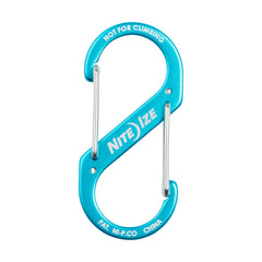 Nite Ize S-Biner blue key clip on one side, bag attachment on the other.