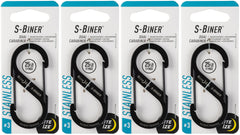 Nite Ize S-Biner dual carabiner in stainless steel, four-pack for versatile use.