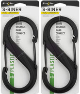 Nite Ize S-Biner #8 black front view with dual gates for secure attachments.