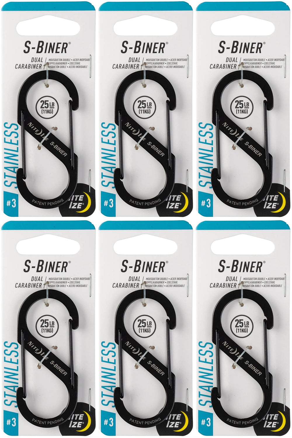 Nite Ize S-Biner Size 3 closeup with dual springs for secure items.