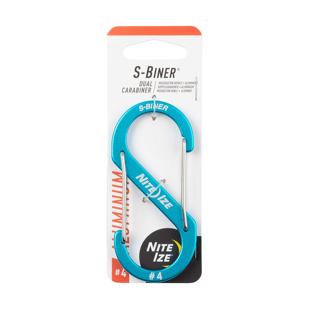 Nite Ize S-Biner Size #4 blue with dual gates for secure two-way clipping.