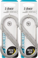 Nite Ize Stainless S-Biner close-up with dual gate for secure everyday attachments.