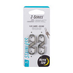Nite Ize Z-Series dual carabiner clip securing keys for quick access on a belt loop.