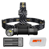 Nitecore HC33 headlamp front view showing 1800 lumens for camping.