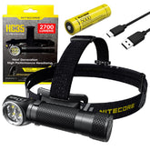 Nitecore HC35 headlamp beam pattern showing a soft, broad flood for outdoor visibility