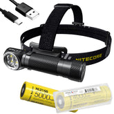 Nitecore HC35 headlamp on headband providing hands-free lighting for outdoor activities