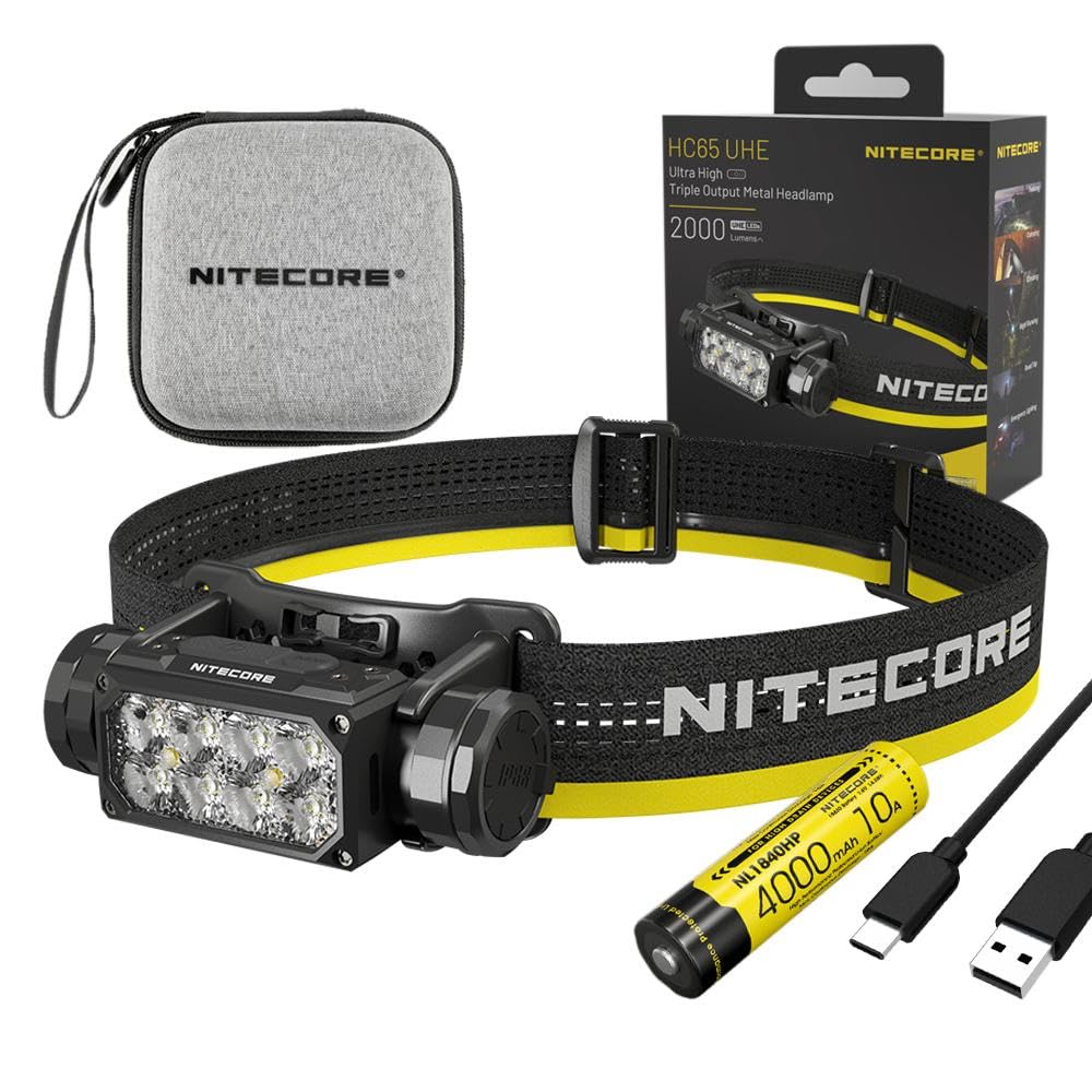 Nitecore HC65 headlamp front view for hands-free outdoor lighting.