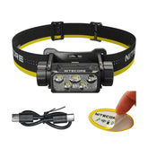 Nitecore HC70 headlamp emits a powerful white beam for precise nighttime work.