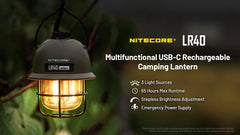 NITECORE LR40 side view showing compact outdoor lantern
