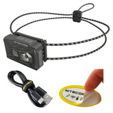 Nitecore NU20 front-view image highlights ultra-light design for hiking comfort.