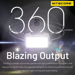 Nitecore NU21 ultra-lightweight design for extended comfort during wear.