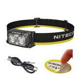 Nitecore NU25 front view shows a compact headlamp ready for outdoor adventures