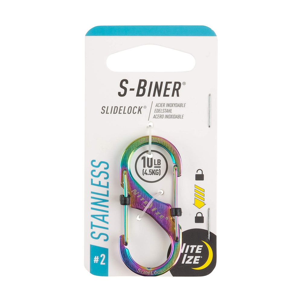 Nite Ize S-Biner slide lock Spectrum carabiner for quick dual-gate access on backpacks and keys.