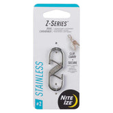 Nite Ize Z-Series dual carabiner front view with dual gates for easy key clipping