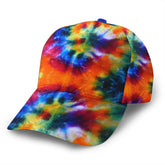 NiYoung art design tie-dye hat front view with vibrant print and sun protection