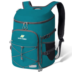 N NEVO RHINO Backpack Cooler front view shows rugged green design for outdoor picnics.