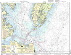 NOAA 12221 Chesapeake Bay Entrance chart close-up highlighting coastlines and navigational aids for precise piloting.