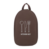 NOENNULL brown portable cookware bag with open compartments for camping.