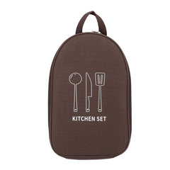 NOENNULL brown portable cookware bag with open compartments for camping.