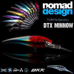Nomad DTX Minnow 165-6.5in NCT in Nuclear Coral Trout color, angled profile