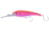 Nomad Design DTX Minnow 200 pink lava lure showing deep-diving action for tuna and wahoo.