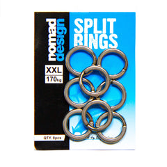Nomad Design heavy duty split rings for reliable lure connections; rust-resistant and easy to attach.