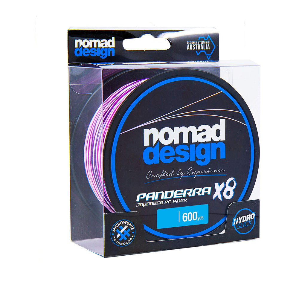 Nomad Design PANDERRA 30lb multicolor line closeup highlights micro weave texture and color transition.