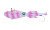 Nomad Design Squidtrex Pink Tiger lure body close-up showing vibrating action for offshore fishing.